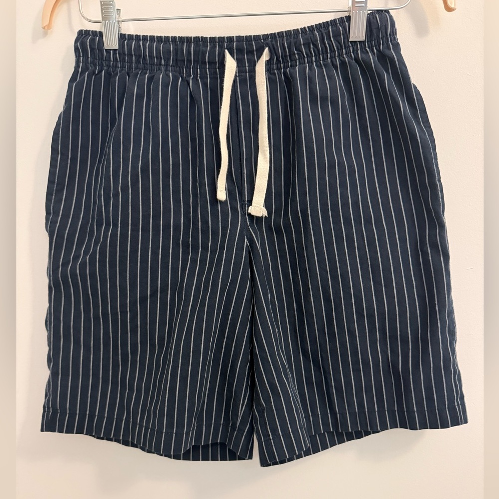 Oversized Navy and White Striped Shorts
